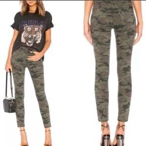 HUDSON Tan Olive Camo Print Barbara High Rise Super Skinny Leg Denim Jeans 29